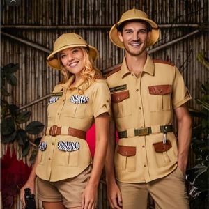 Two Adult Costumes Zookeeper, Archaeologist, Park Ranger.Women Small,Man: Medium
